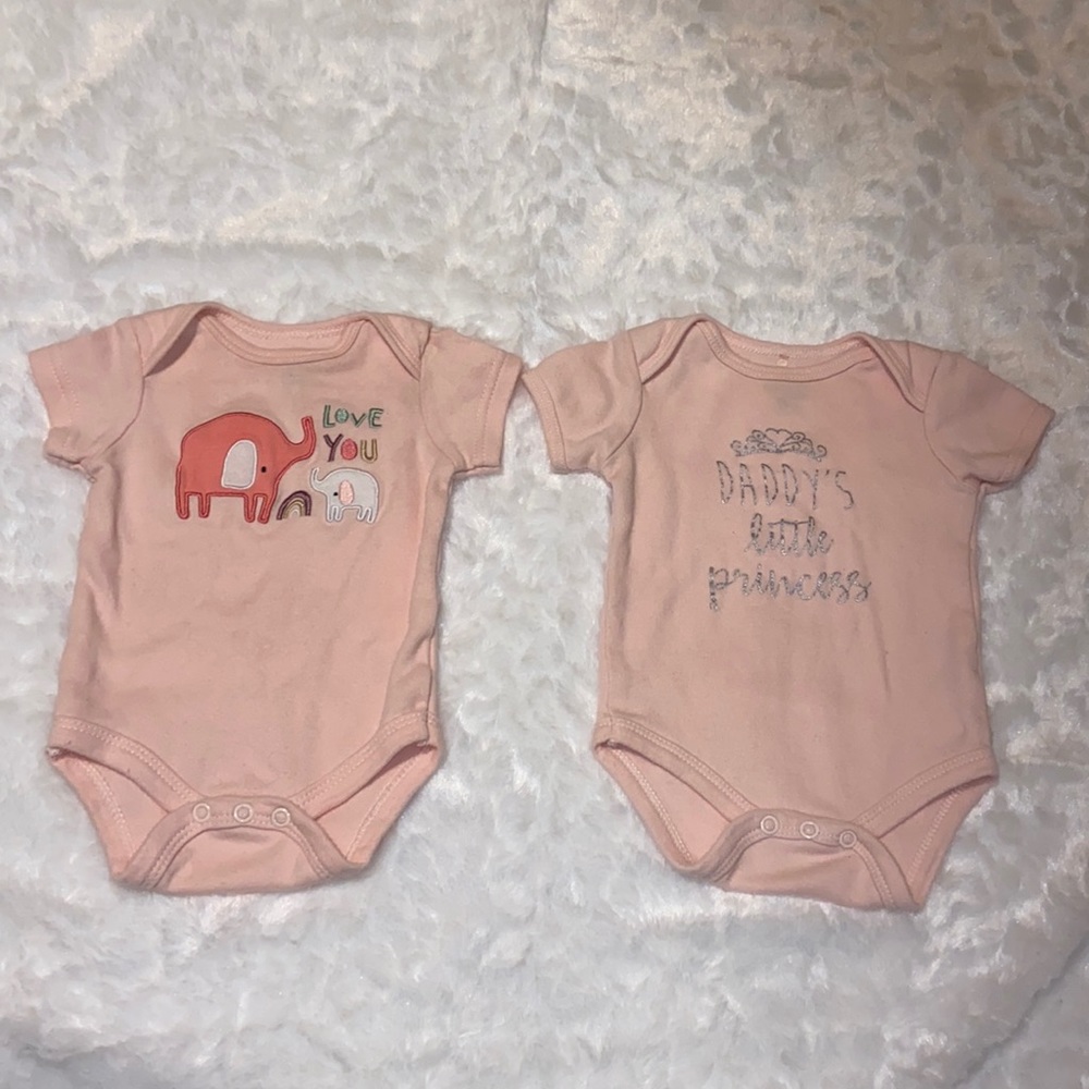 Set of 2 Baby Girl Onesies Size 0-3 Months